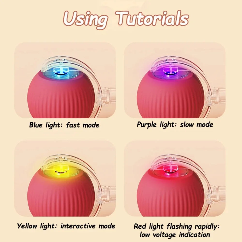 Interactive Smart Rolling Ball Toy – Rechargeable Electric Cat Toy with Faux Tail
