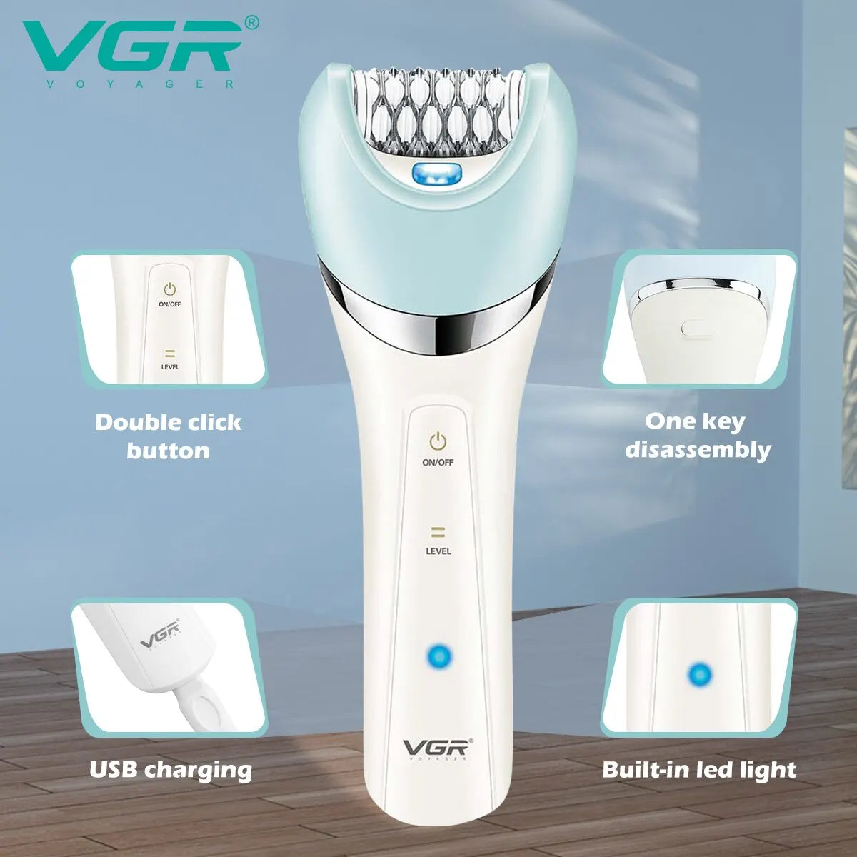 VGR V-703 5-in-1 Women’s Electric Epilator & Hair Remover – Shaver, Bikini Trimmer & Facial Cleaner