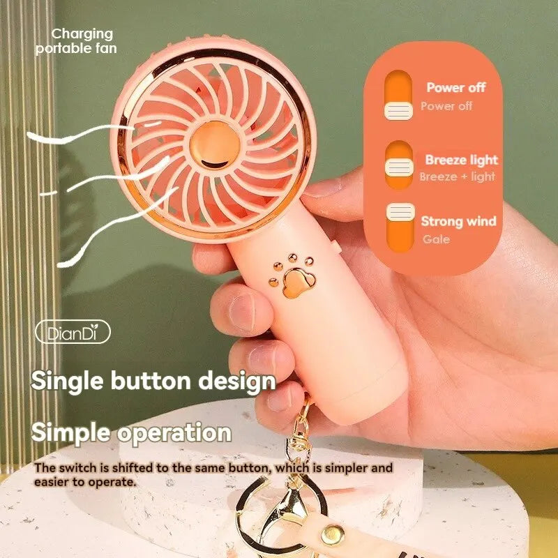 BreezeBuddy – 2025 Mini USB Rechargeable Cartoon Handheld Fan