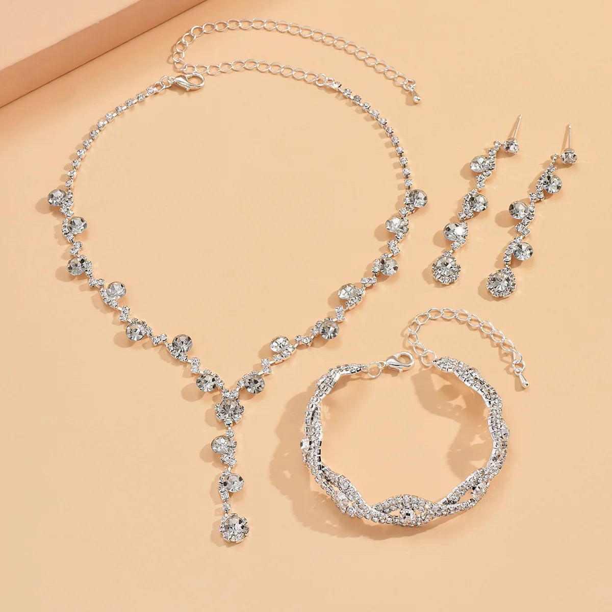 Sunflower Jewelry Set – 4PC Copper Claw Chain Necklace, Earrings, Bracelet for Women