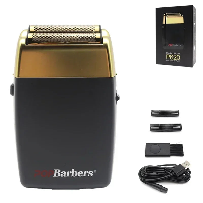POP Barbers P620 Double Foil Electric Shaver – 11000 RPM USB Beard Trimmer for Men