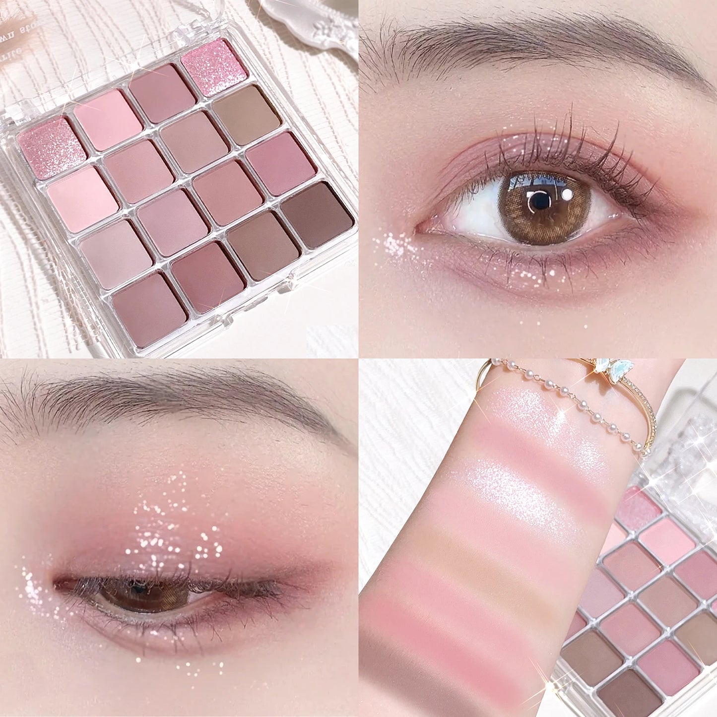 Sunset Glow 16-Color Eyeshadow Palette – Matte & Pearl Korean-Inspired Shades