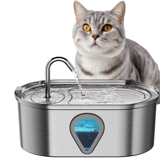 3.5L Stainless Steel Automatic Pet Water Fountain – LED-Lit Cat & Dog Dispenser