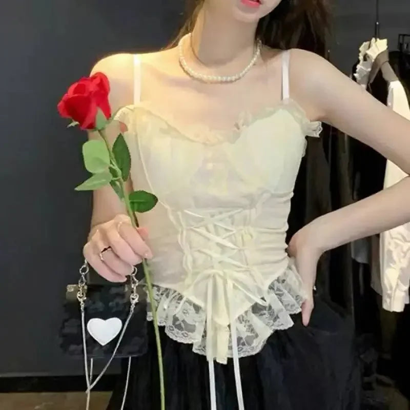 Sexy Lace Corset Crop Top – Women’s Sleeveless Camisole