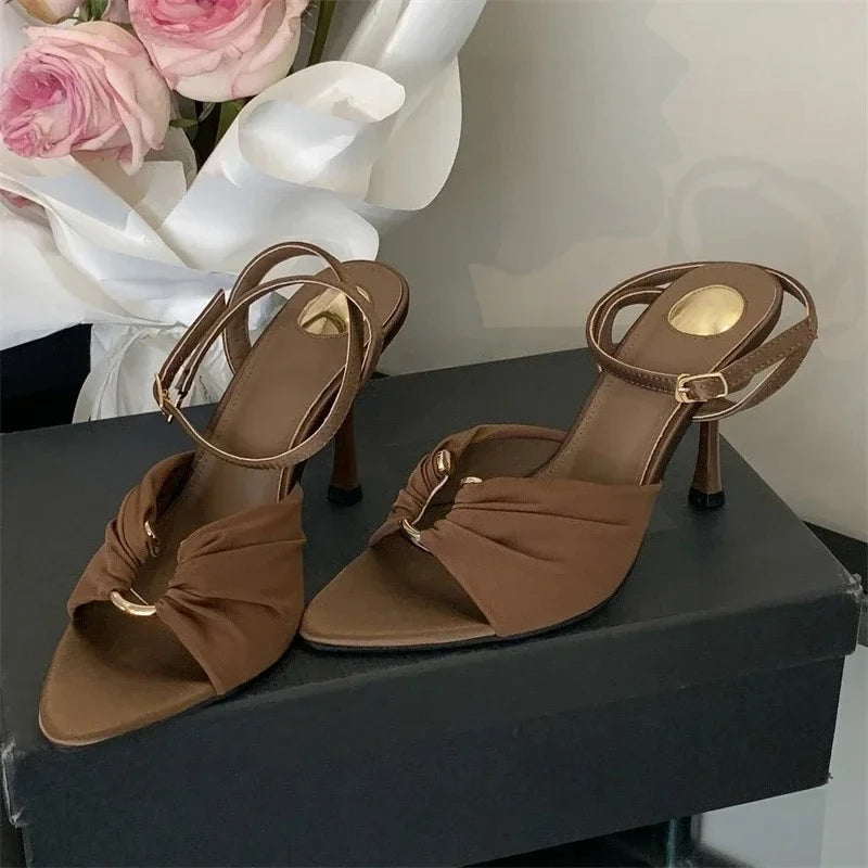 Aneikeh Luxe 2025 – Pleated Strap Pointed Toe Mules