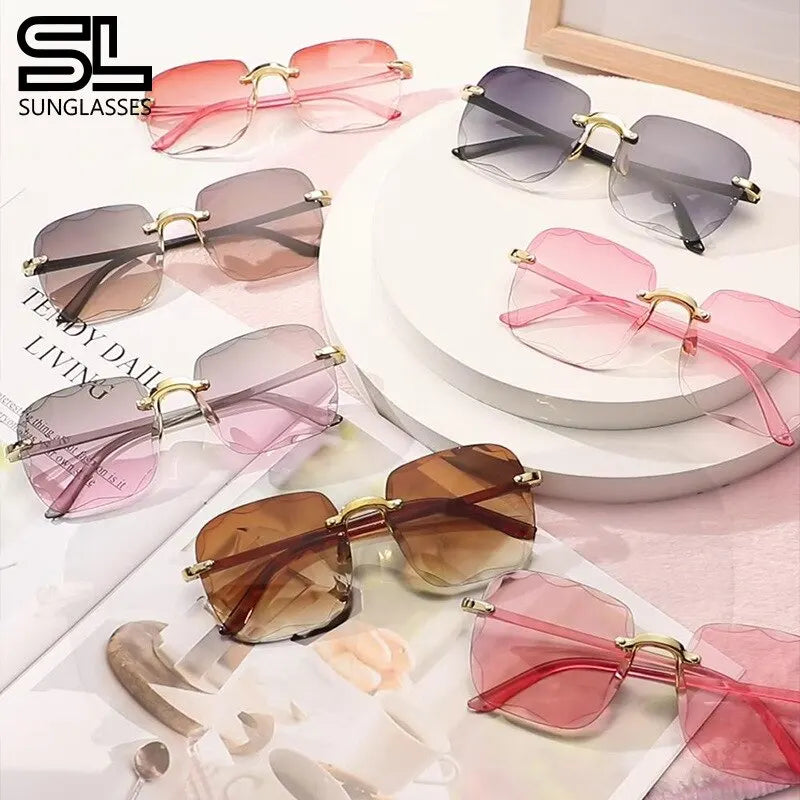 Square Frameless Gradient Sunglasses for Women – Classic Chic UV Protection