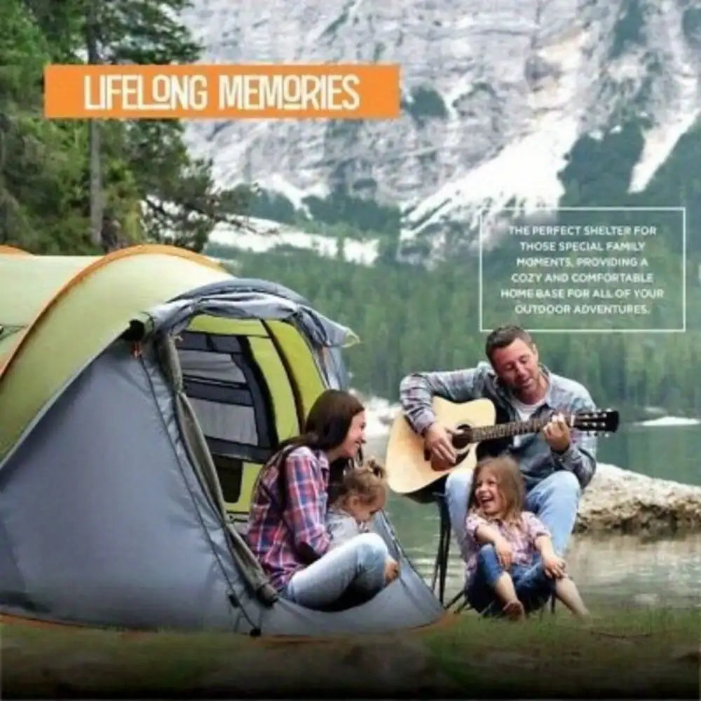 4-Person Pop-Up Camping Tent – Waterproof with 2 Doors & UPF 50+