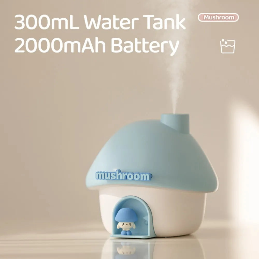 Mushroom Cartoon Aroma Diffuser – 300ml USB Humidifier with Colorful Lights & Cute Design