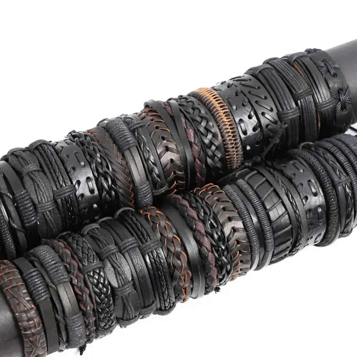 TribeMix – 10PCS Unisex Boho Leather & Rope Bracelet Set