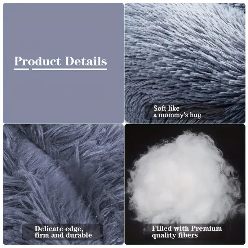 Round Plush Dog & Cat Bed – Winter Warm, Washable Pet Sofa for All Sizes