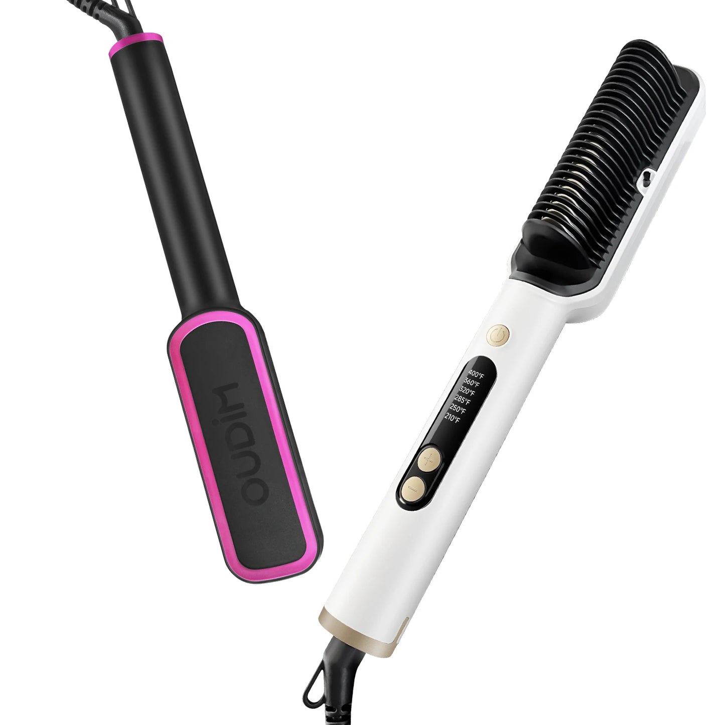 OUDIM Ionic Hair Straightener Brush – 6 Temp Settings & Anti-Scald Design