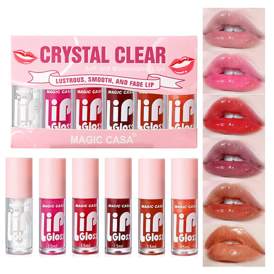 MAGIC CASA 6-Piece Water-Gloss Jelly Lip Oil Set – Plumping & Hydrating