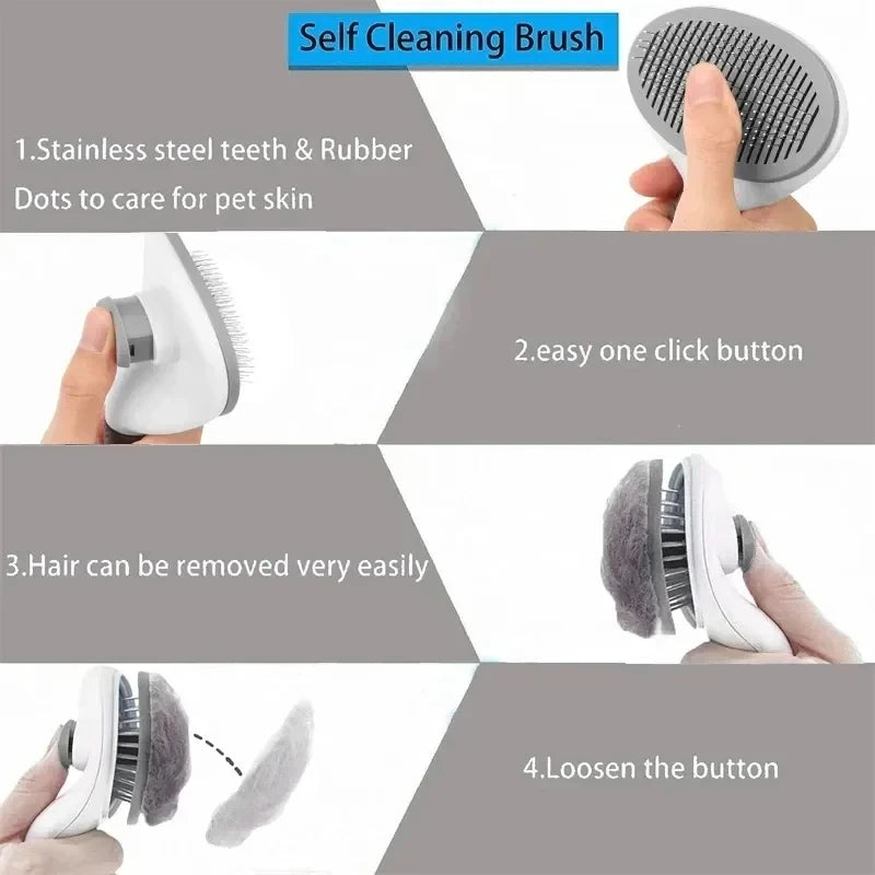 Self-Cleaning Pet Grooming Brush – Hair Remover Comb for Dogs & Cats