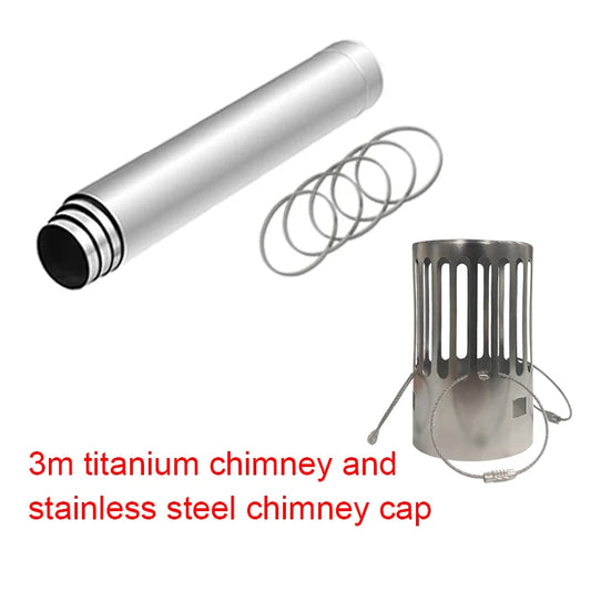 Portable 3m Titanium Chimney with Stainless Steel Cap – Tent Stove Pipe Kit