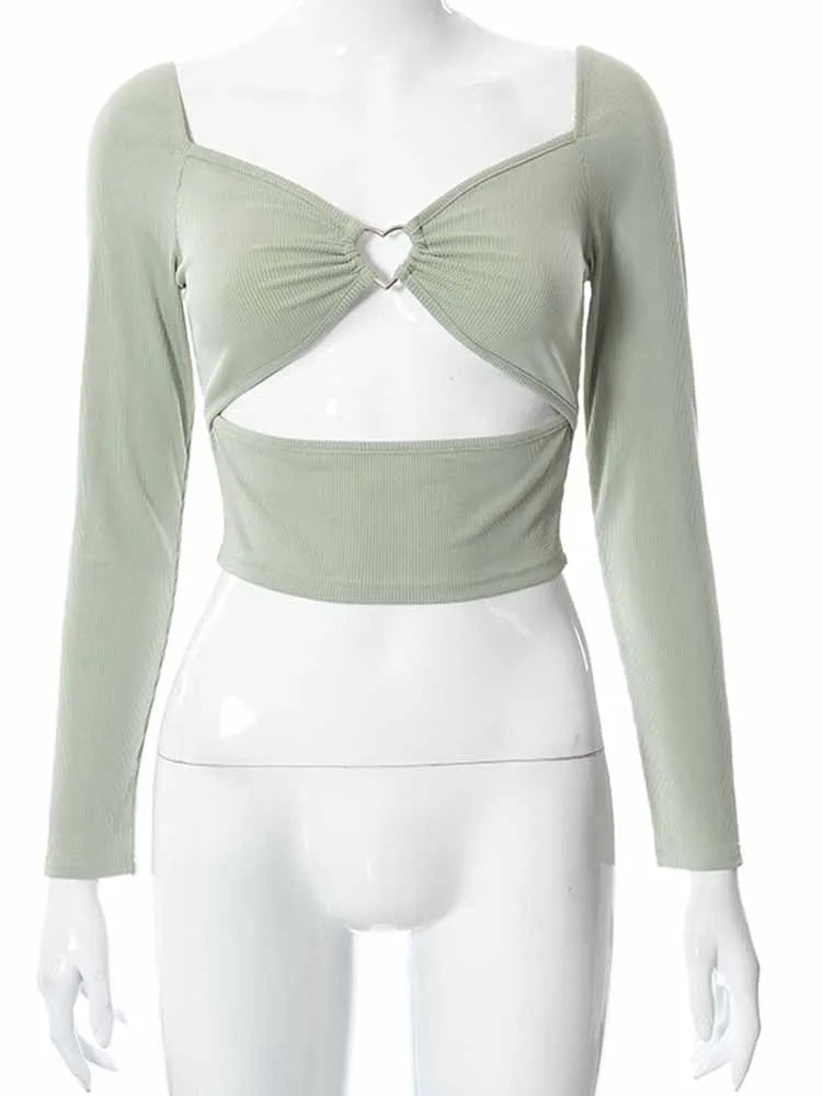 VibeCut – Hollow-Out Backless Ribbed Crop Top