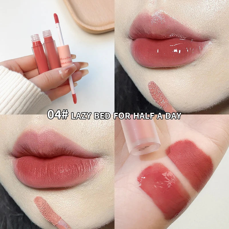 Double-End Lip Glaze – Mirror Gloss & Matte Velvet Duo