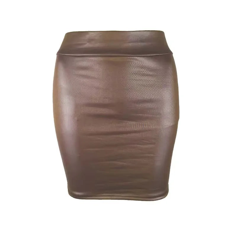 NightEdge – Women's PU Leather High Waist Mini Skirt