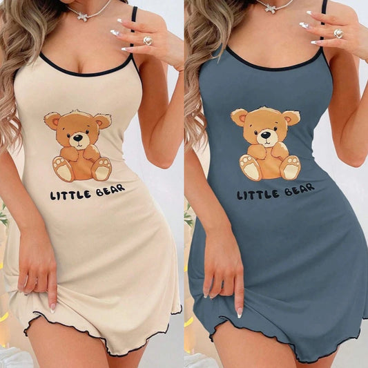 BearBelle – Printed Suspender Lounge Dress