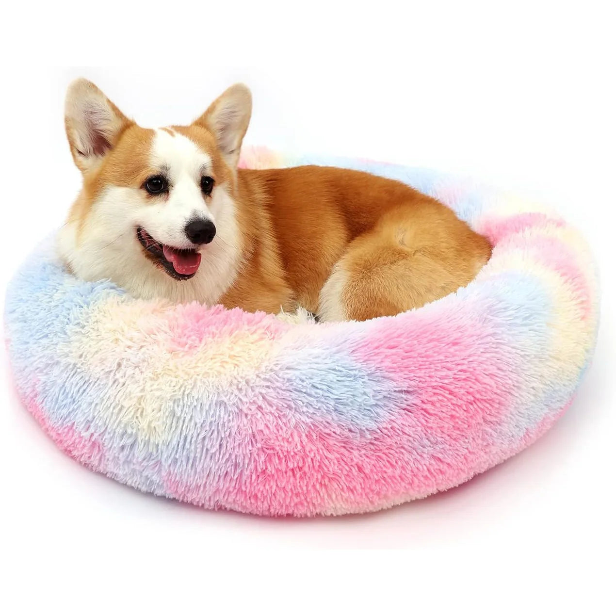 50–100cm Calming Donut Pet Bed – Soft Plush Round Bed for Dogs & Cats