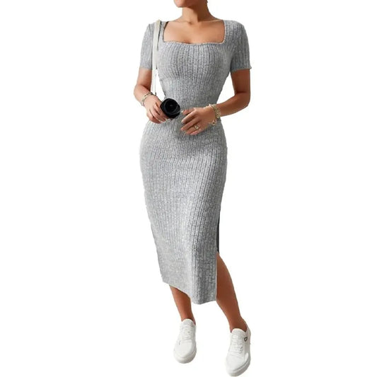 CurveKnit – Women's Summer Slit Bodycon Knit Dress