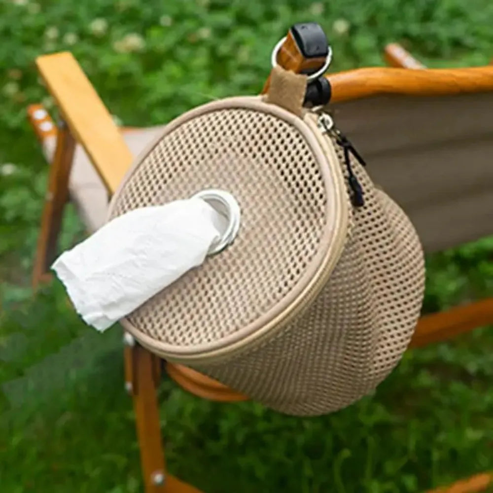 Portable Camping Tissue Holder – Hanging Roll Paper Storage Bag with Hook
