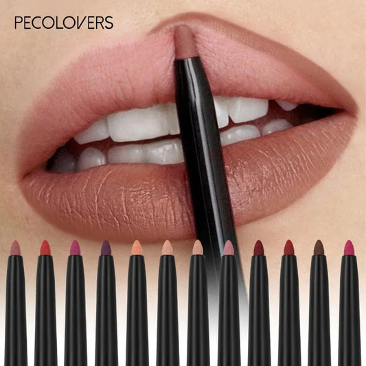 Waterproof Matte Lip Liner Pencil – 12 Long-Lasting Colors
