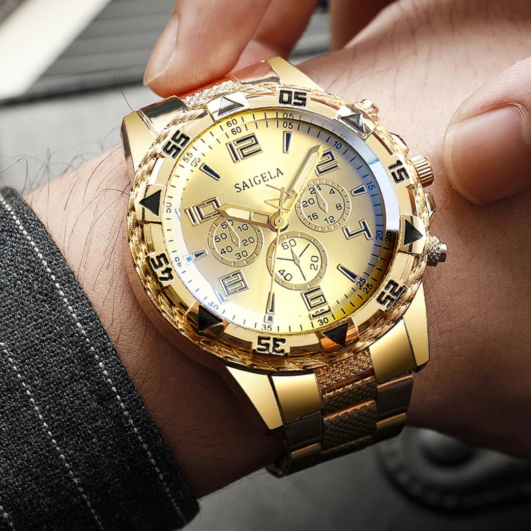 4PCS Men's Steel Quartz Watch Set