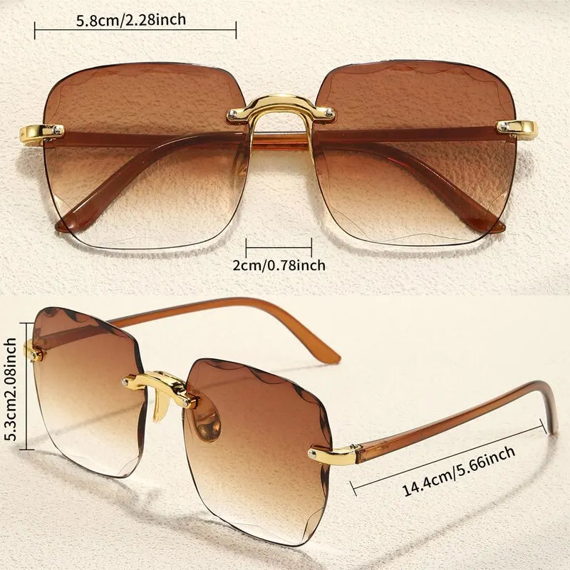 Square Frameless Gradient Sunglasses for Women – Classic Chic UV Protection