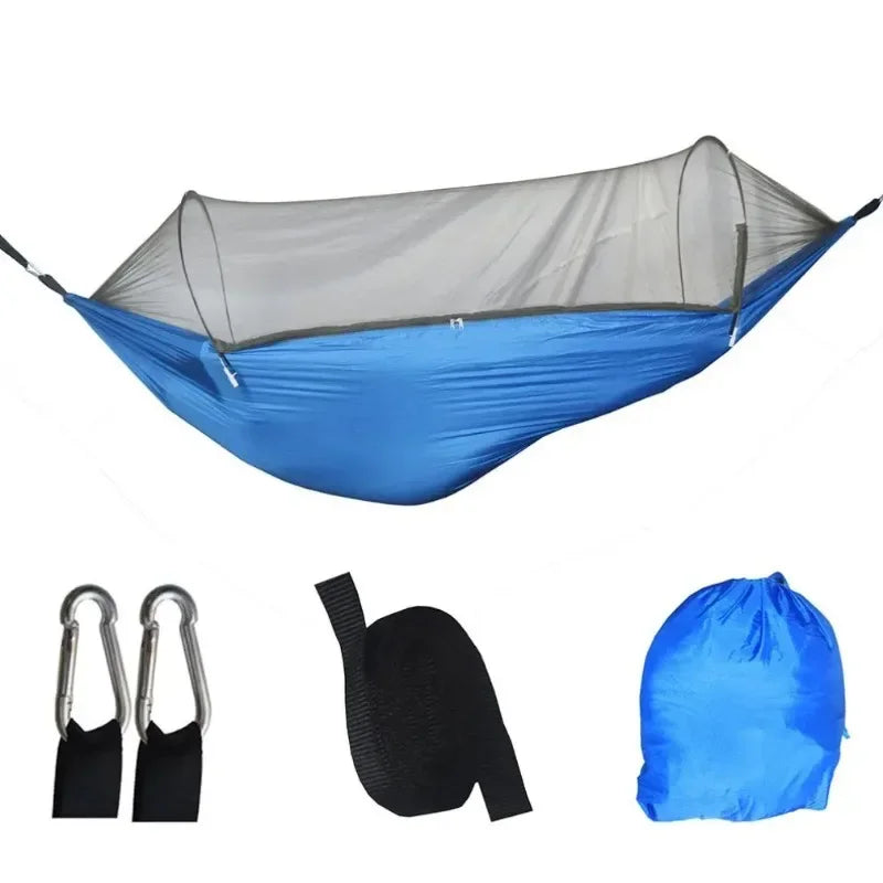 Outdoor Camping Hammock with Mosquito Net – Lightweight Parachute Fabric, 250×120cm