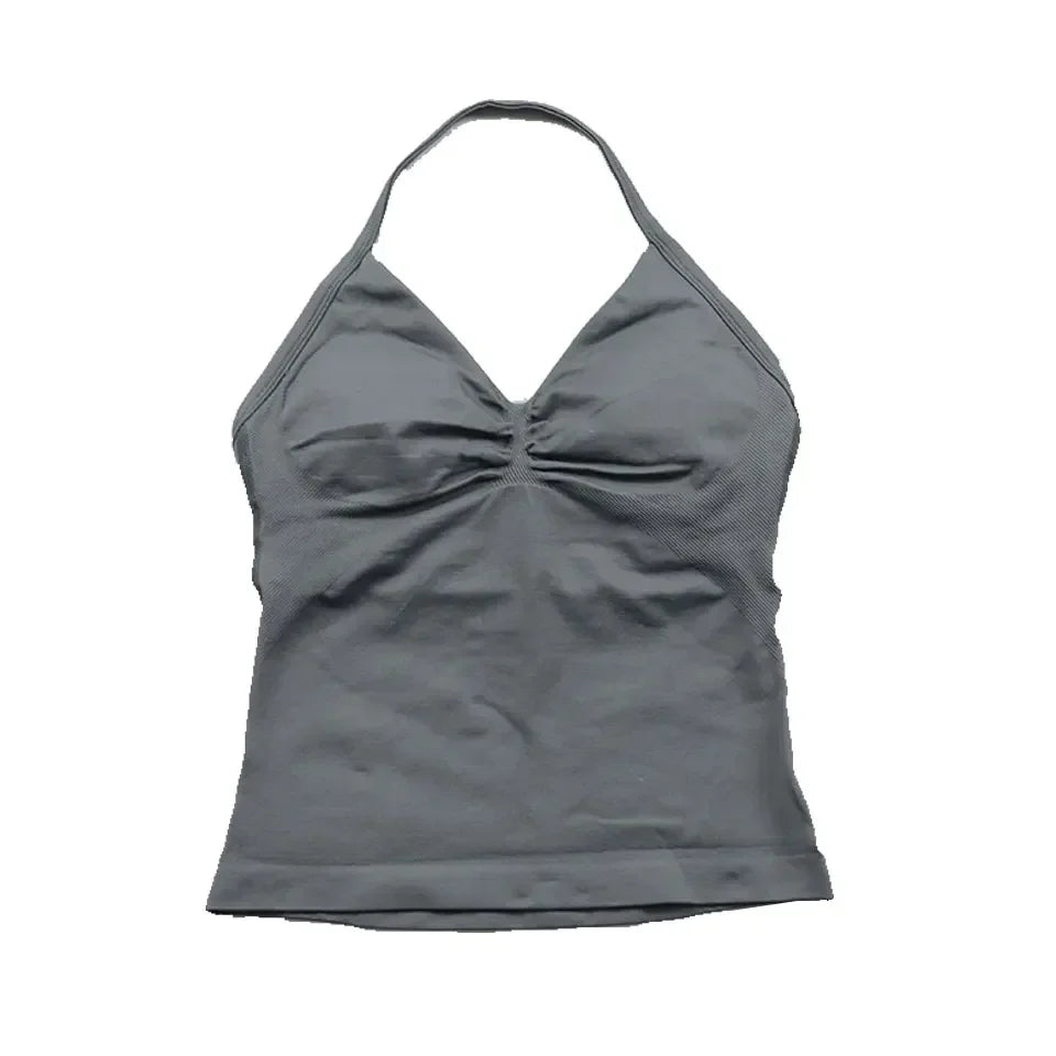 Impact Strappy Longline Yoga Top – Seamless, Backless, Built-In Bra
