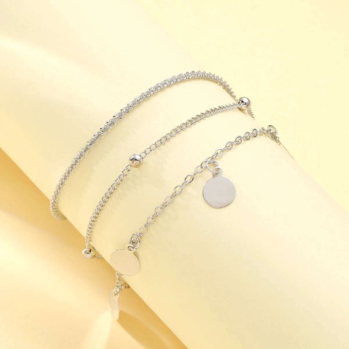 Boho Summer Anklet Set – Silver Charm Chain with Pearls, Butterflies & Stars