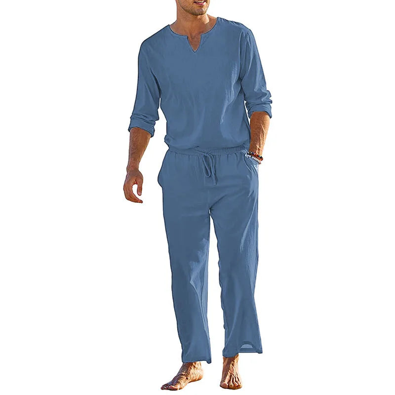 LinoSet – Men's 2-Piece Cotton Linen Loungewear