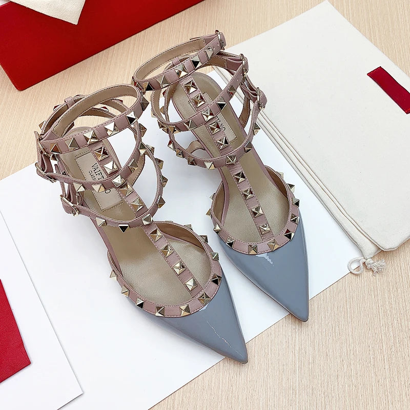GladiGlam 2025 – Luxury Rivet High Heel Sandals