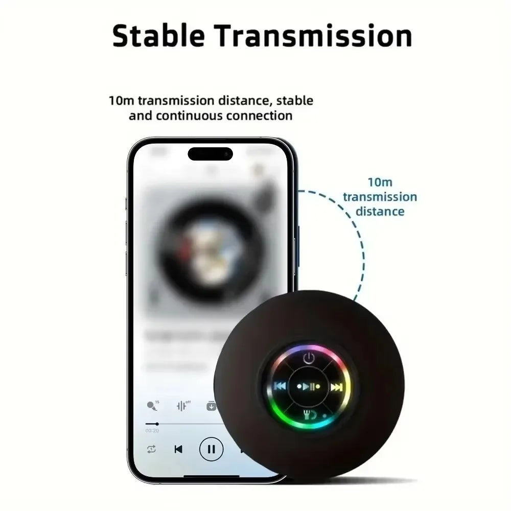 2025 Waterproof Bluetooth Shower Speaker – Portable LED Mini Speaker with Suction Cup