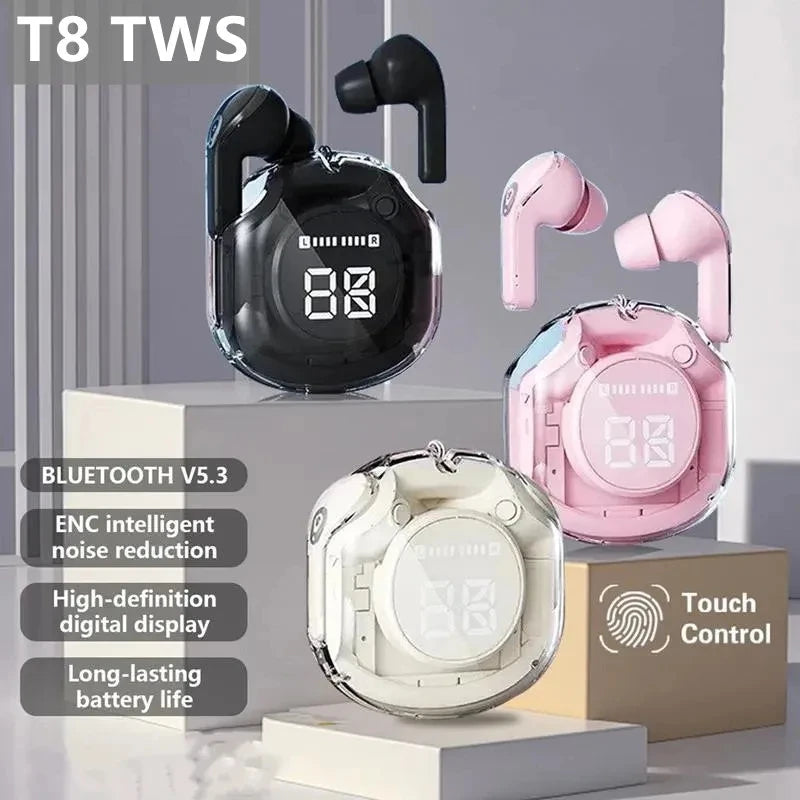 T8 PRO – Transparent TWS Earbuds with LED Display