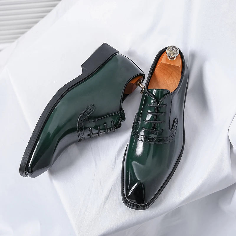 LuxeShine – Men’s Patent Leather Oxford Dress Shoes