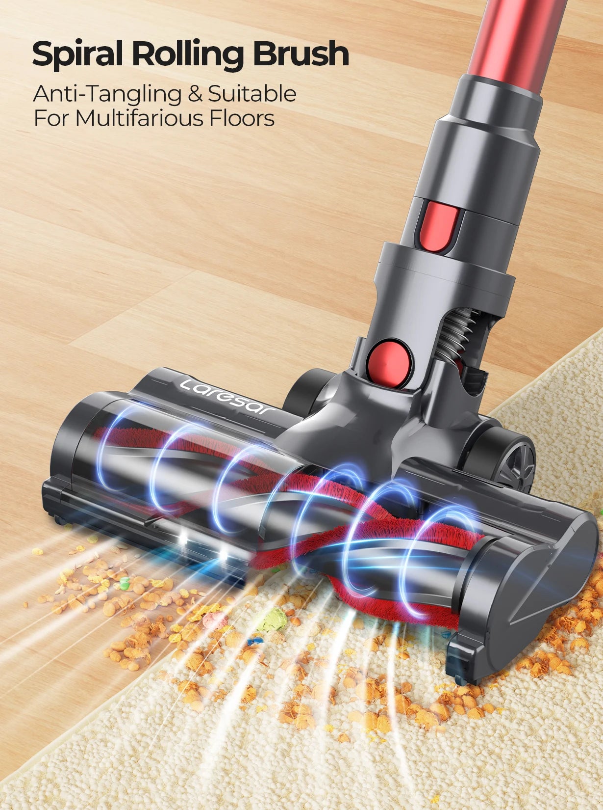 LARESAR V8 Elite 8 Cordless Vacuum – 48KPa Suction, 500W Brushless Motor, 60 Min Runtime