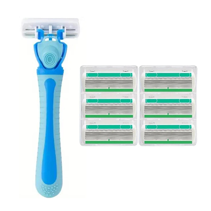 SilkEdge 6 – Women’s Safety Razor with 18 Replaceable 6-Layer Blades
