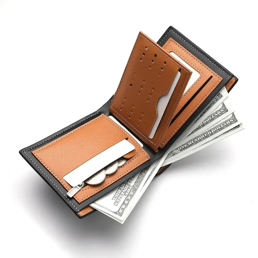 TriFold Titan – 3D Embossed Men's Wallet with Zipper & Card Holder