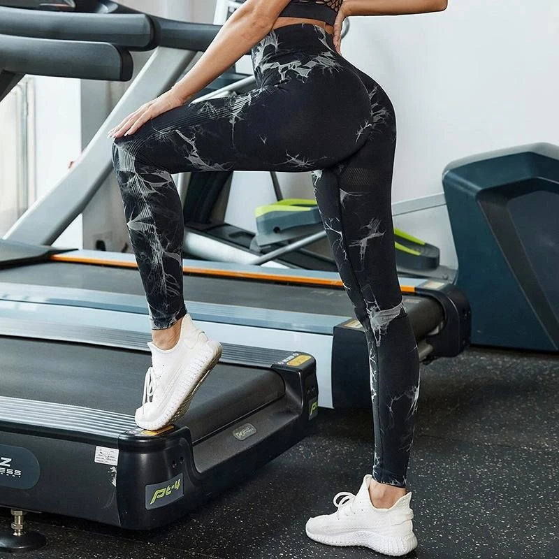 Tie-Dye Seamless Push-Up Gym Leggings – High Waist Workout & Yoga Pants for Women