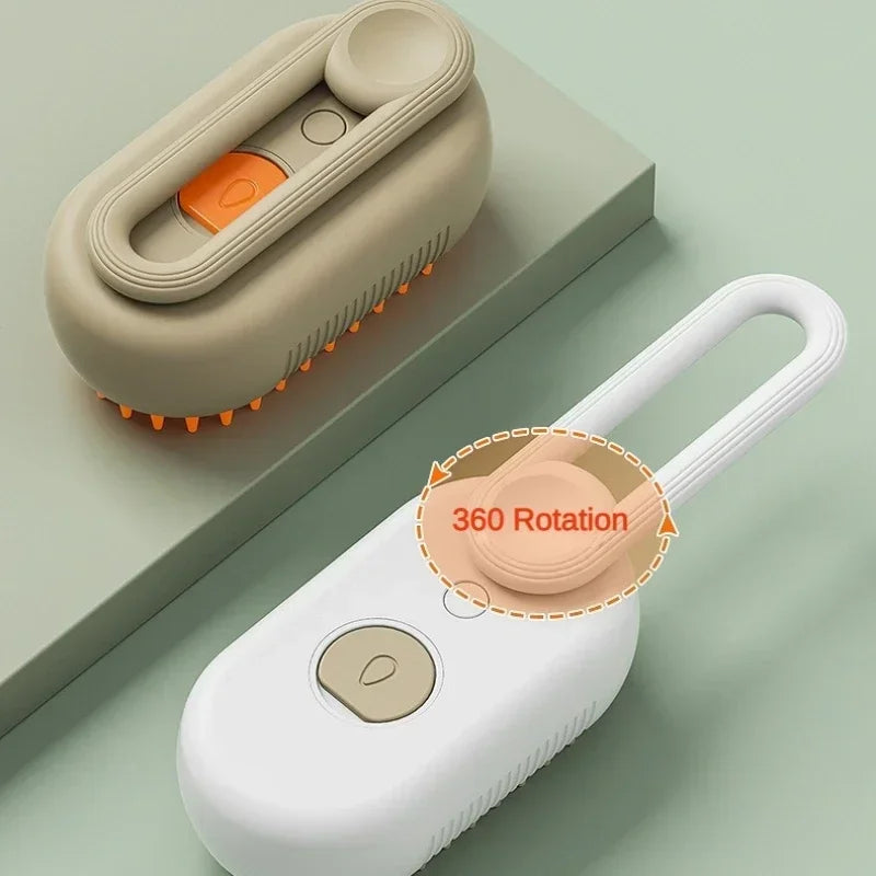 3-in-1 Pet Spray Massage Brush – Steam, Hair Removal & Rotating Comb for Cats & Dogs