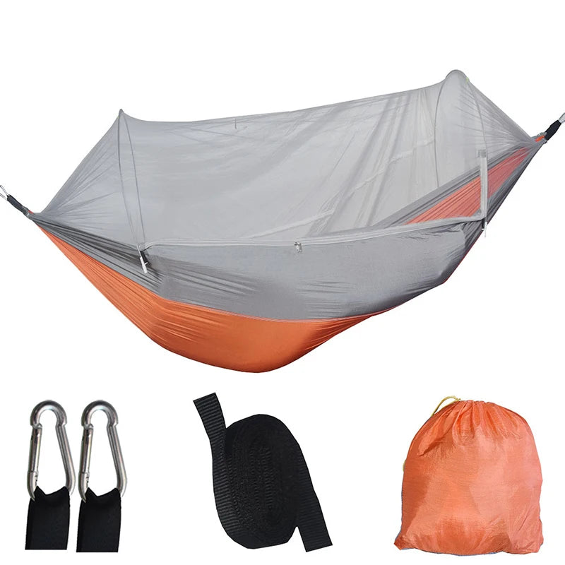 Outdoor Camping Hammock with Mosquito Net – Lightweight Parachute Fabric, 250×120cm