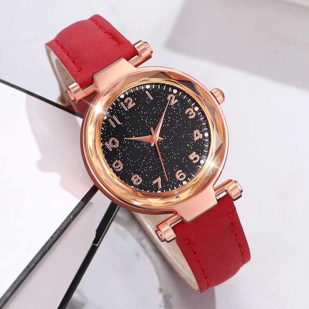Cherry Chic – 6PCS Red Watch & Jewelry Gift Set