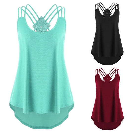 Backless Hollow Camisole Tank Top – Sexy Summer Spaghetti Strap Vest