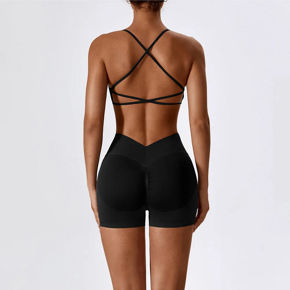 2-Piece Seamless Yoga Set – Crop Top & Shorts Gym Outfit for Women