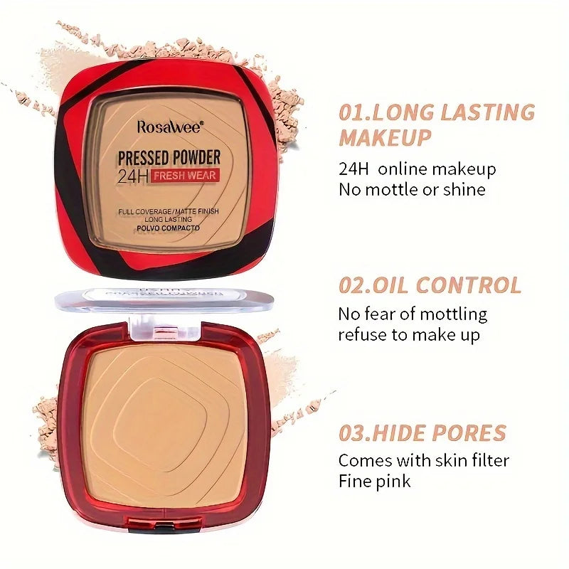 Matte Full-Coverage Pressed Powder Foundation – 24H Fresh Wear