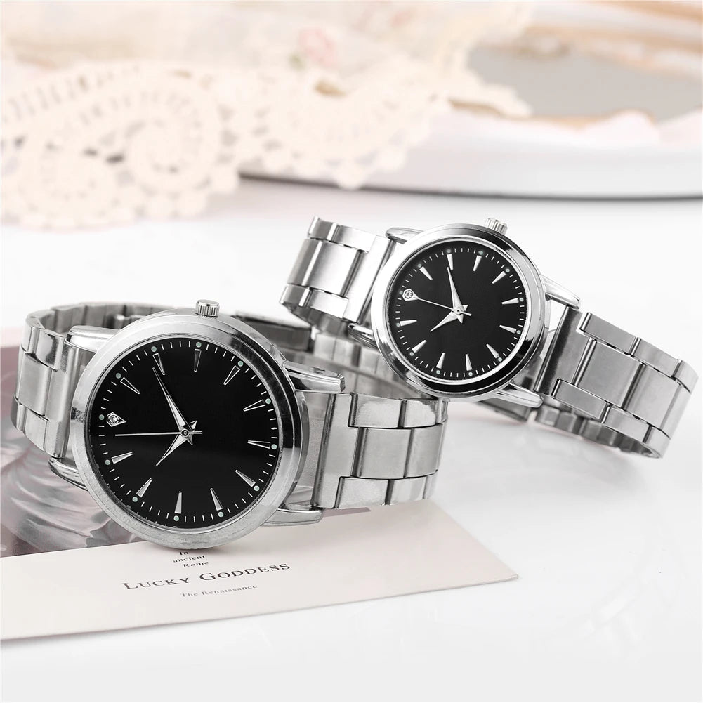 2PCS Couple’s Analog Quartz Watch Set – Men’s Business & Women’s Fashion Watches