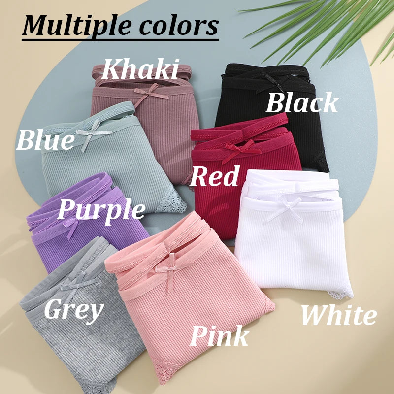 LaceBliss – 3PCS Women's Cotton Brazilian Panties Set
