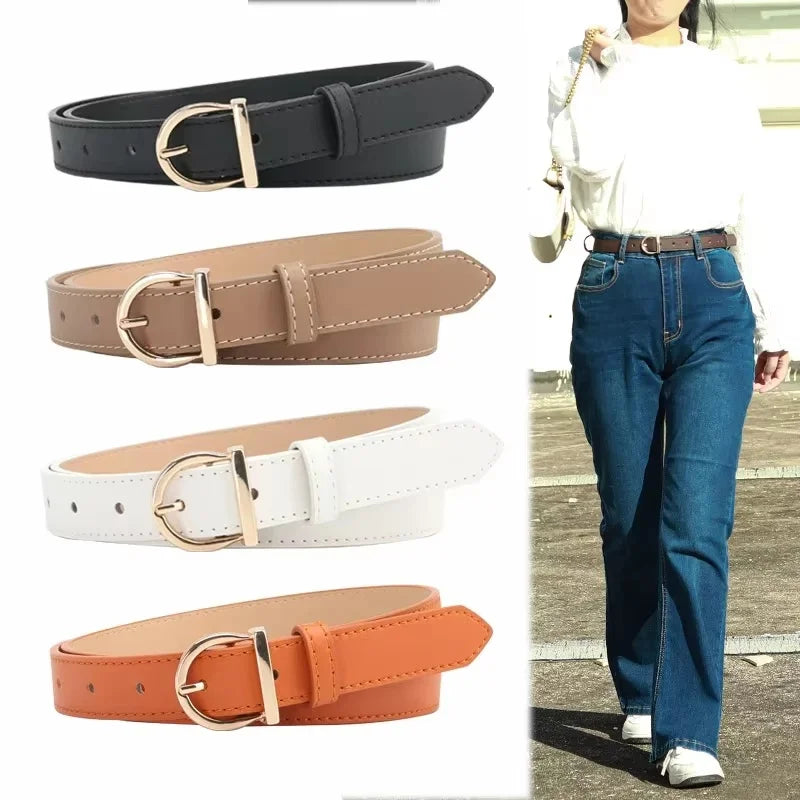 Women’s Slim PU Leather Belt – Fashion Pin Buckle for Jeans & Dresses