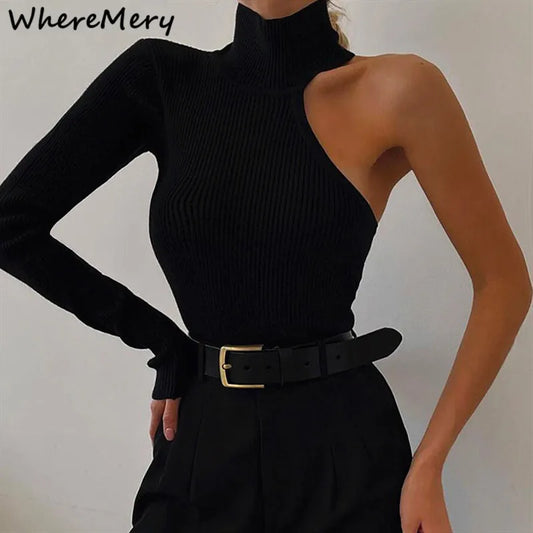 WhereMery Off-Shoulder Slim Jumpsuit – Chic French Style